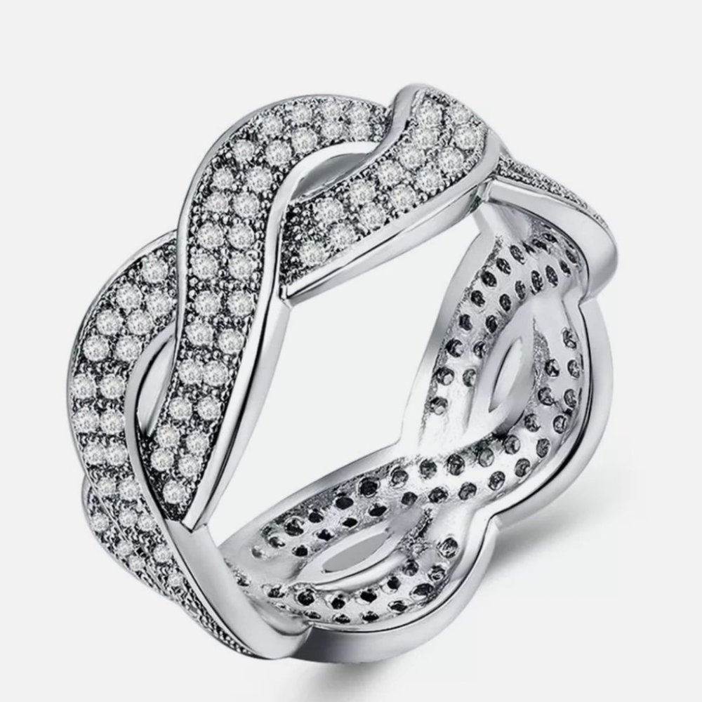 New Infinity 925 Silver Ring Cubic Zirconia Stone - Picture 3 of 4